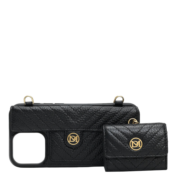 Quilting Leather Mobile Case (Iphone 16 Pro) - Black