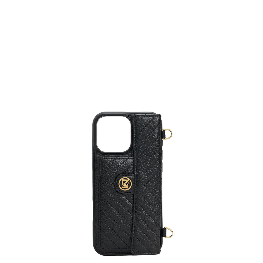 Quilting Leather Mobile Case (Iphone 16 Pro) - Black