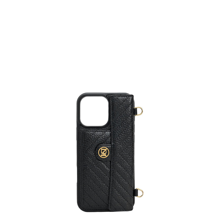 Quilting Leather Mobile Case (Iphone 16 Pro) - Black