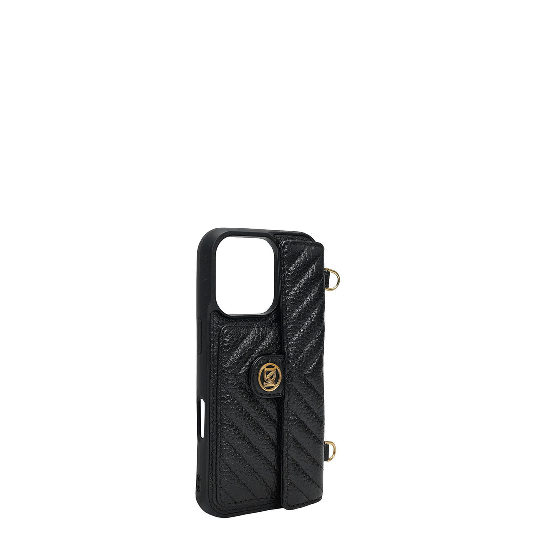 Quilting Leather Mobile Case (Iphone 16 Pro) - Black