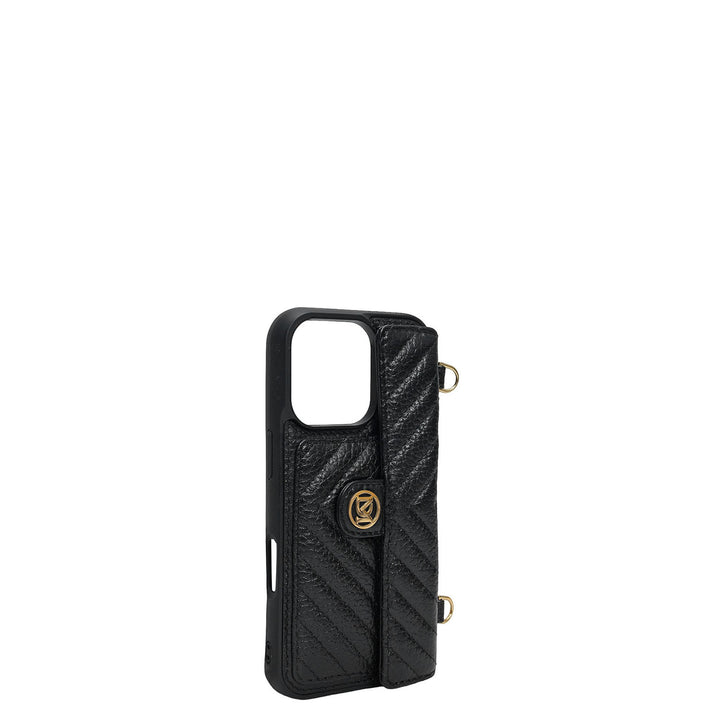 Quilting Leather Mobile Case (Iphone 16 Pro) - Black