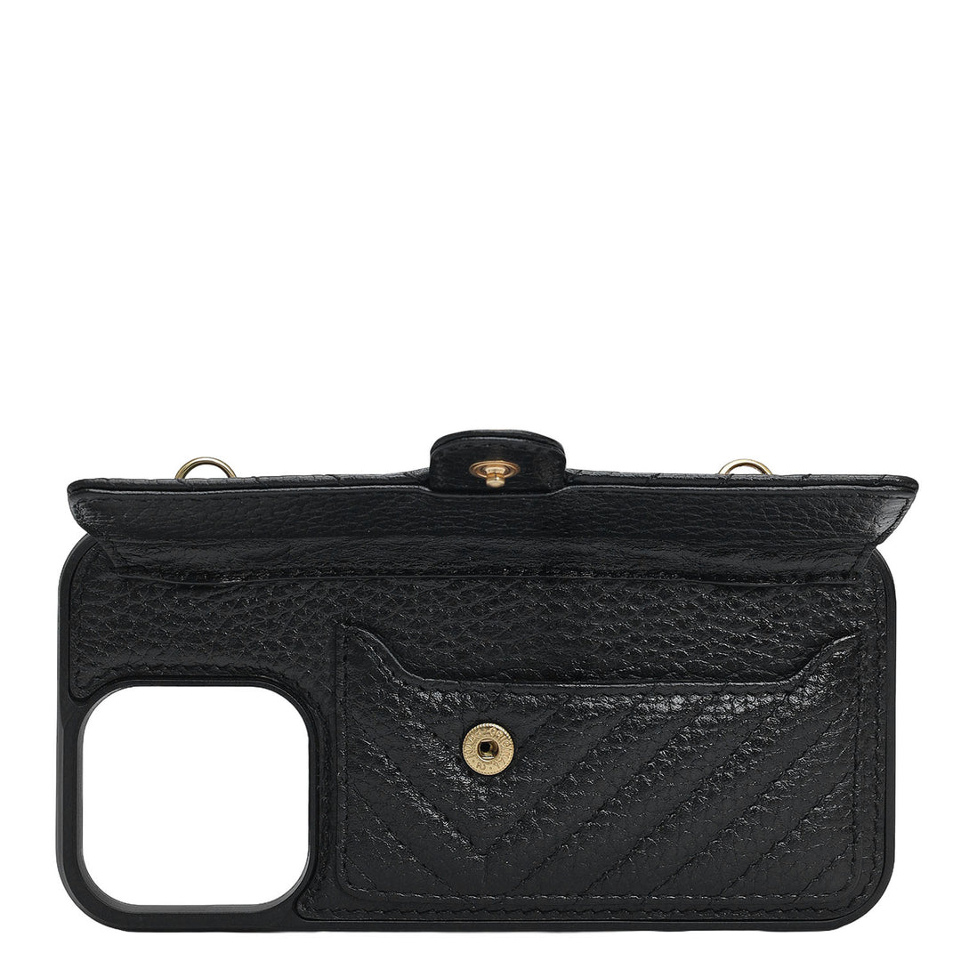 Quilting Leather Mobile Case (Iphone 16 Pro) - Black