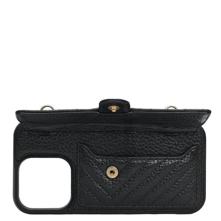 Quilting Leather Mobile Case (Iphone 16 Pro) - Black