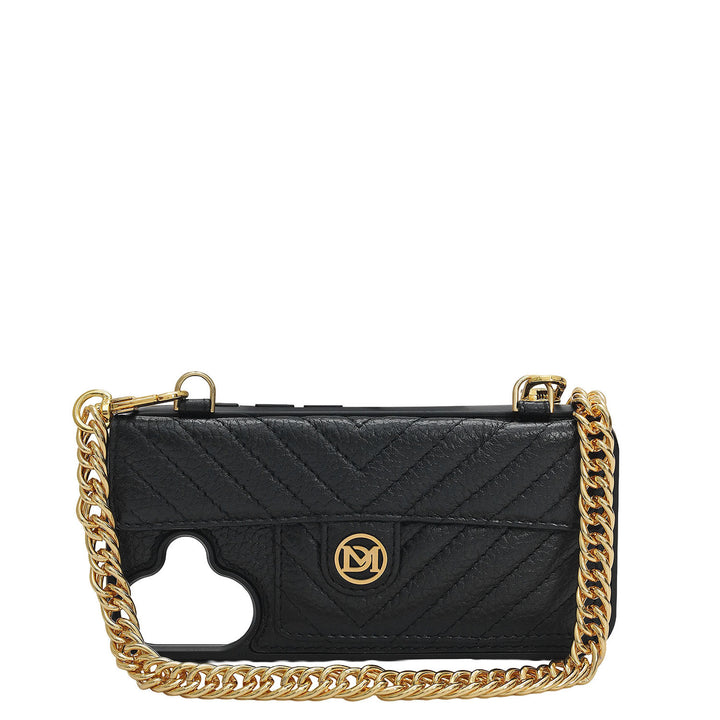 Quilting Leather Mobile Case (Iphone 16) - Black