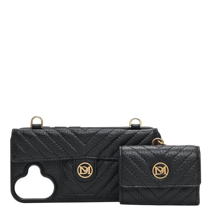 Quilting Leather Mobile Case (Iphone 16) - Black