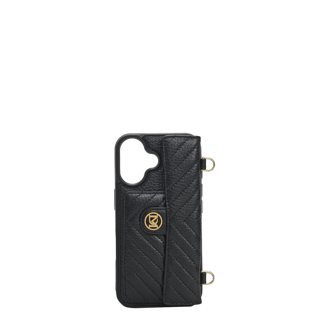 Quilting Leather Mobile Case (Iphone 16) - Black