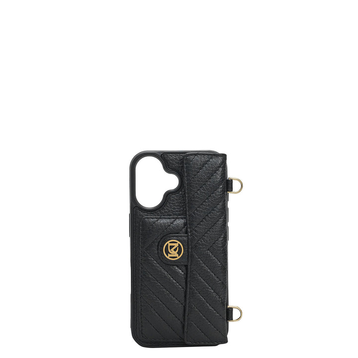 Quilting Leather Mobile Case (Iphone 16) - Black