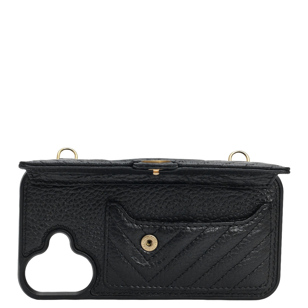 Quilting Leather Mobile Case (Iphone 16) - Black