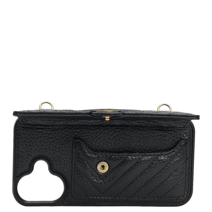 Quilting Leather Mobile Case (Iphone 16) - Black