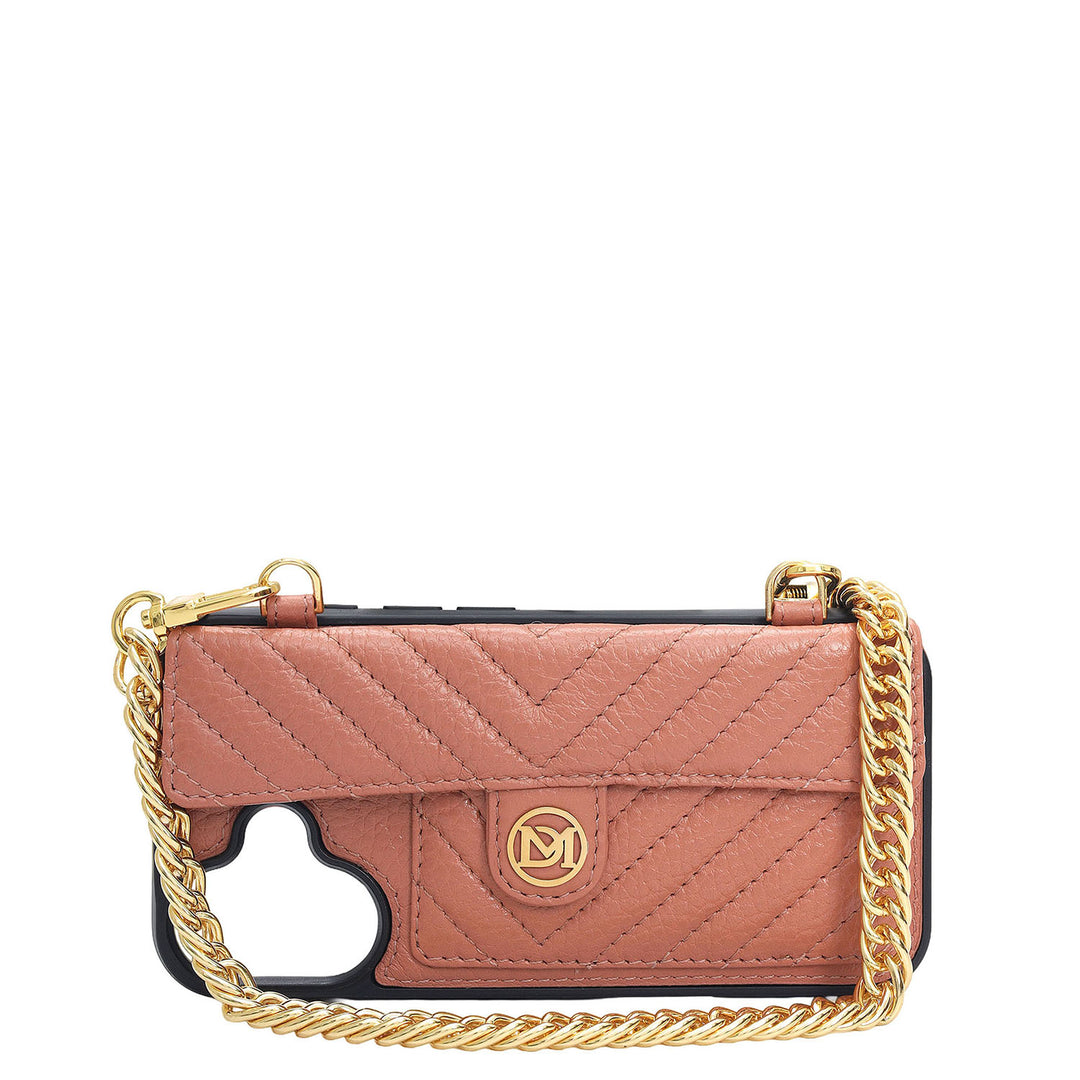 Quilting Leather Mobile Case (Iphone 16)- Terracotta