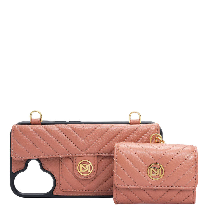 Quilting Leather Mobile Case (Iphone 16)- Terracotta