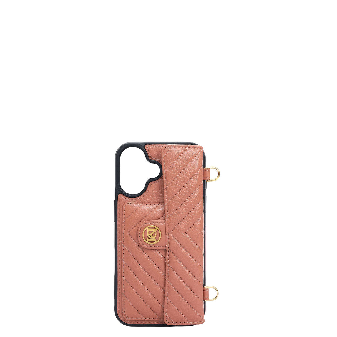 Quilting Leather Mobile Case (Iphone 16)- Terracotta