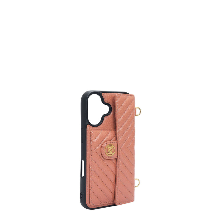 Quilting Leather Mobile Case (Iphone 16)- Terracotta