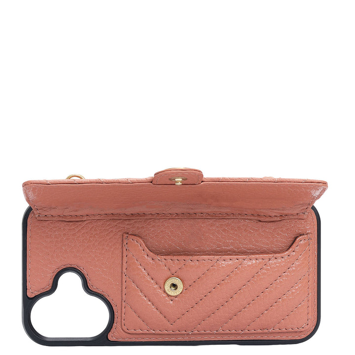 Quilting Leather Mobile Case (Iphone 16)- Terracotta