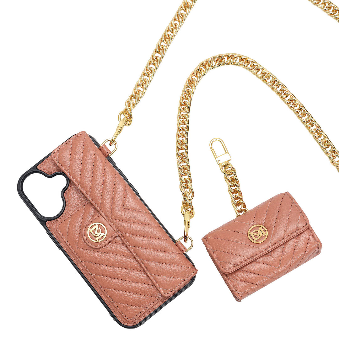 Quilting Leather Mobile Case (Iphone 16)- Terracotta