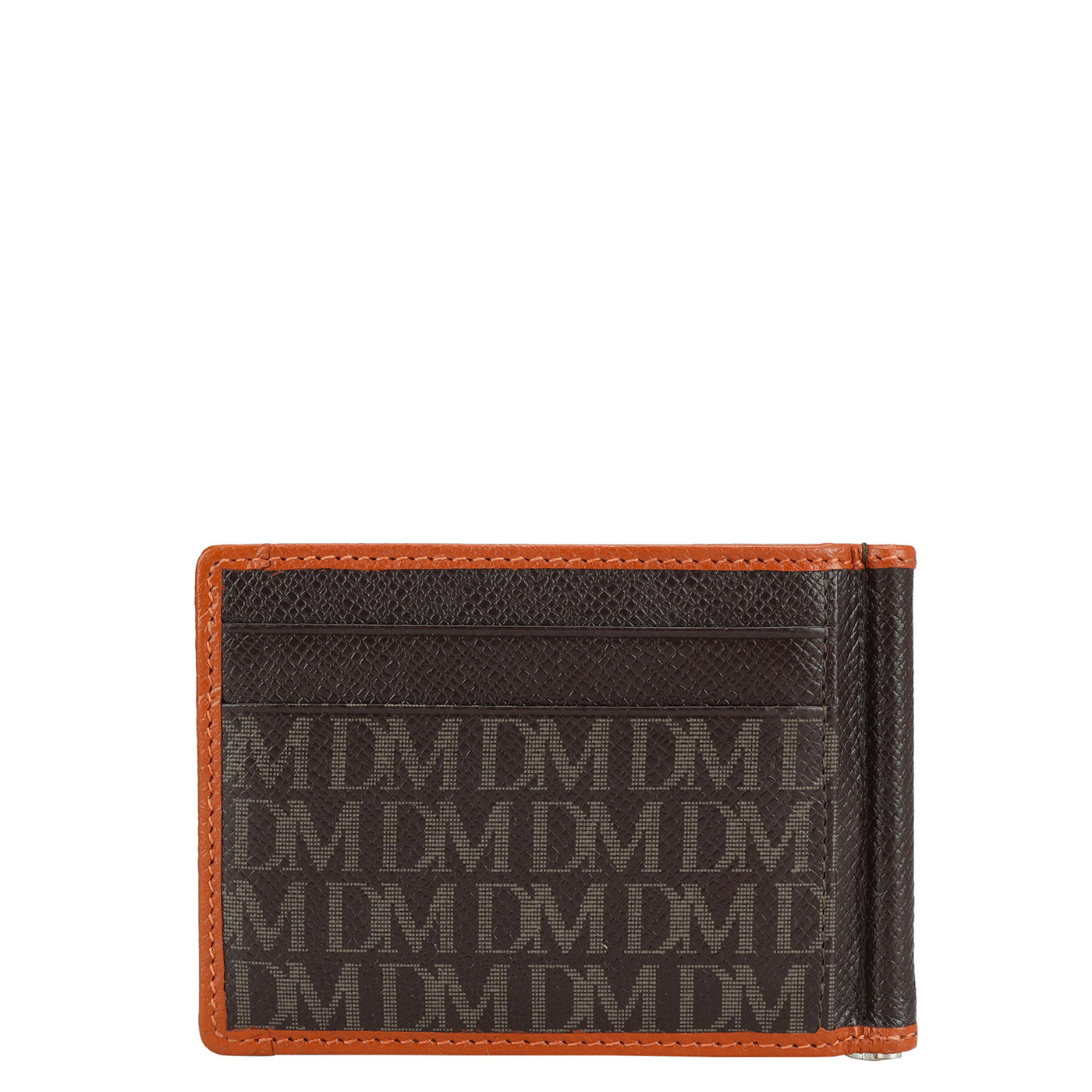 Monogram Leather Money Clip - Chocolate