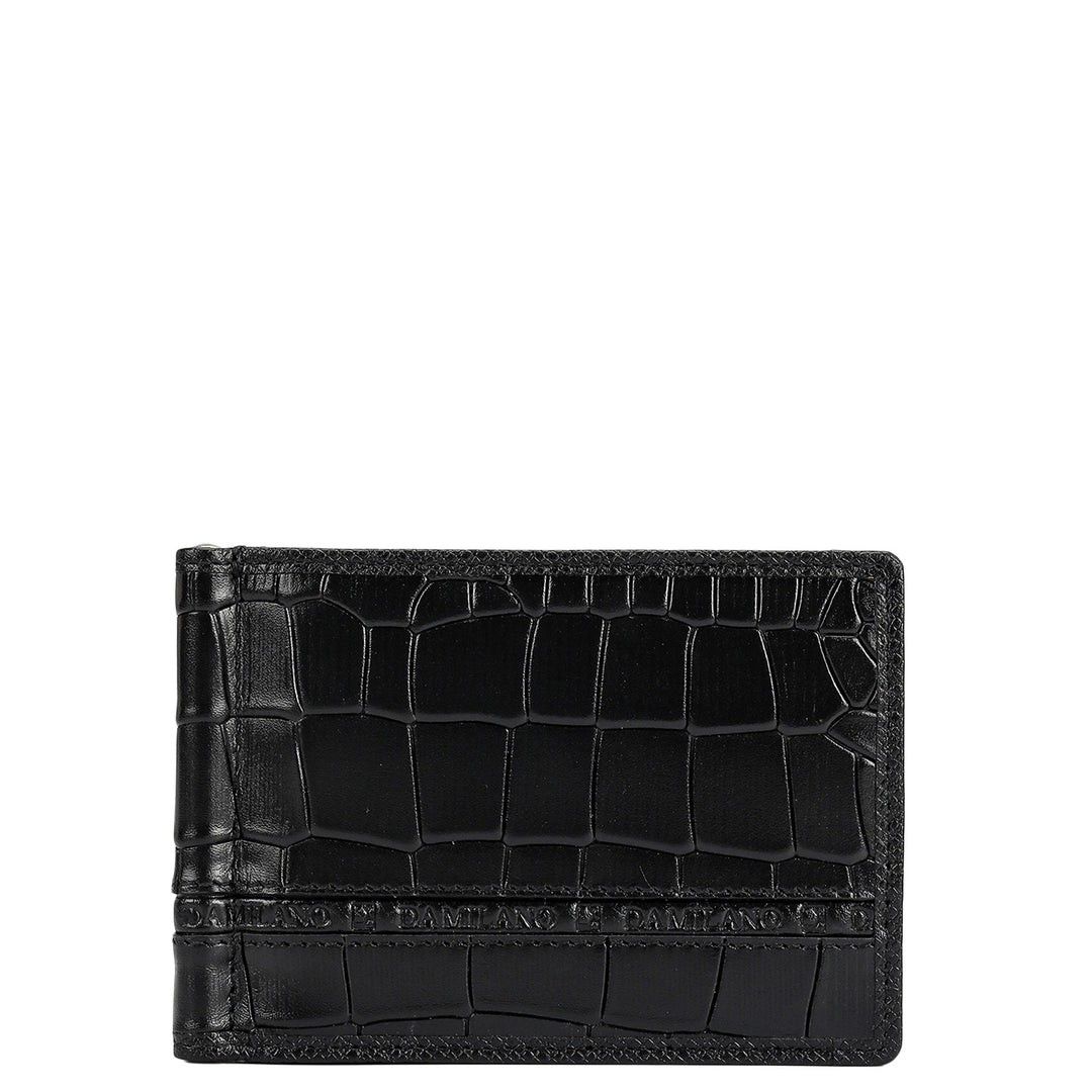 Croco Leather Money Clip - Black