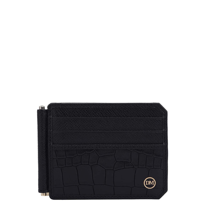 Croco Franzy Leather Money Clip - Black