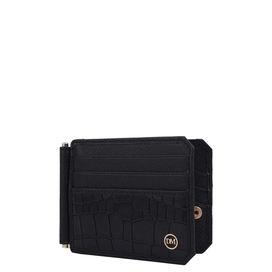 Croco Franzy Leather Money Clip - Black