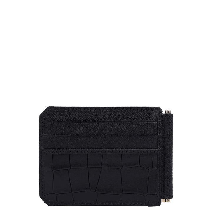 Croco Franzy Leather Money Clip - Black