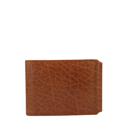 Elephant Pattern Leather Money Clip - Tan