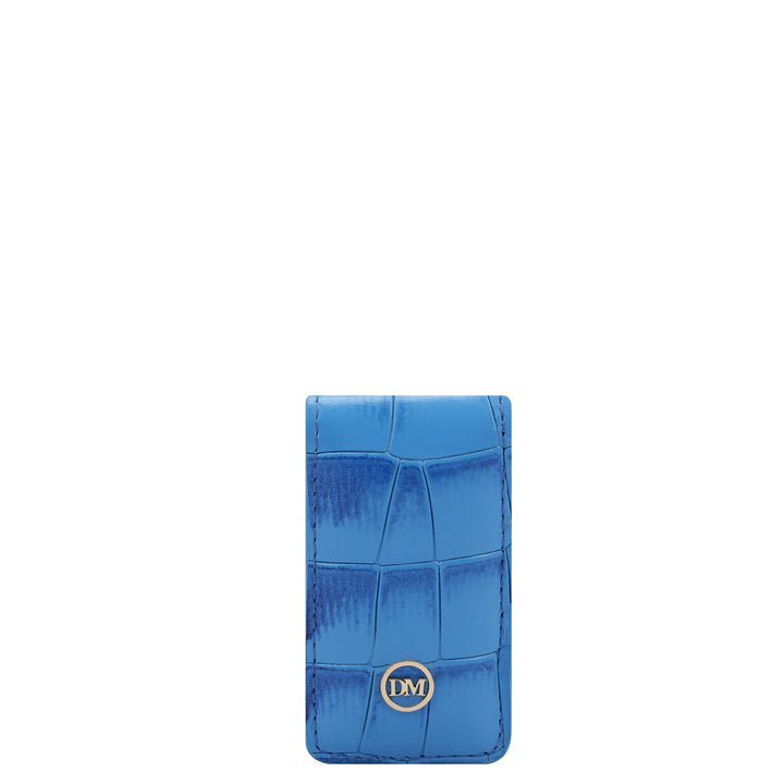 Croco Leather Money Clip - Blue