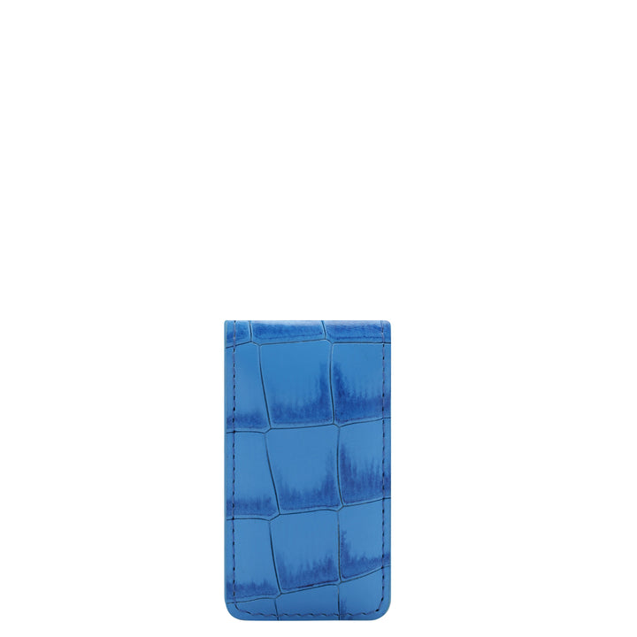 Croco Leather Money Clip - Blue