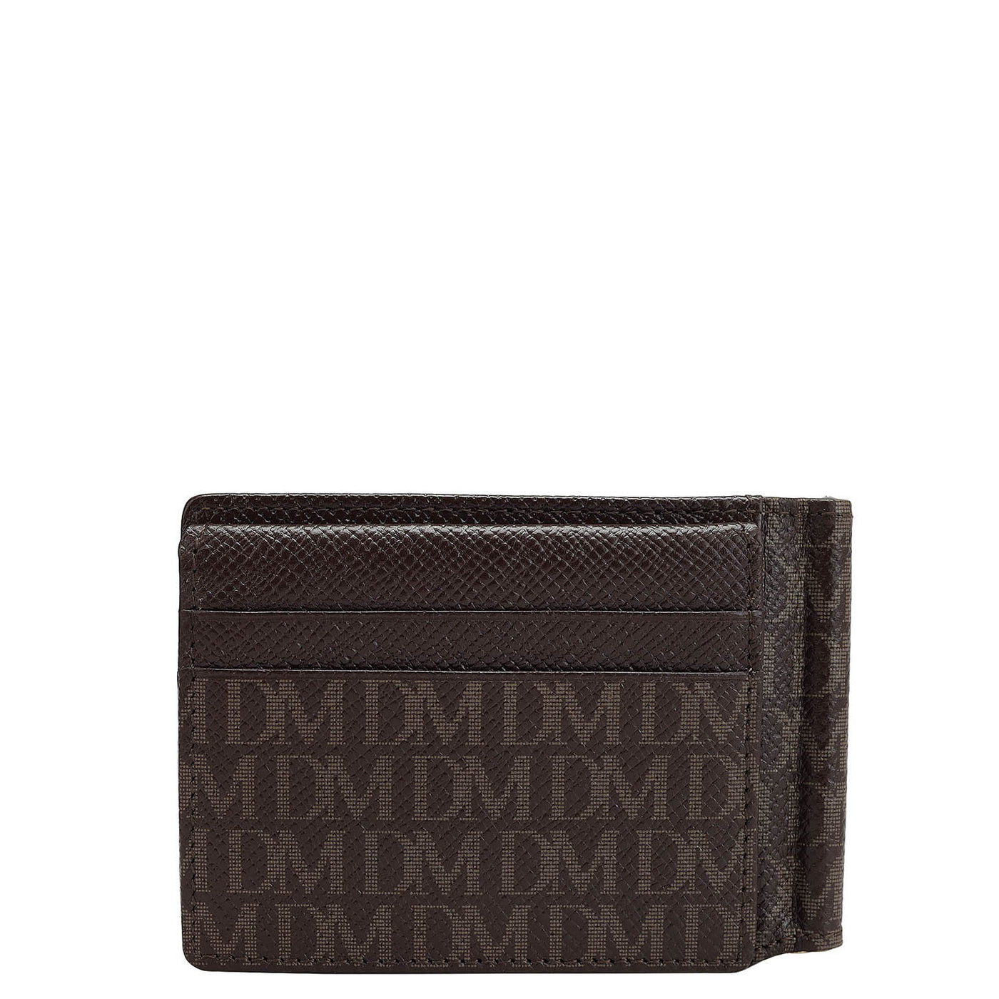 Monogram Leather Money Clip - Chocolate