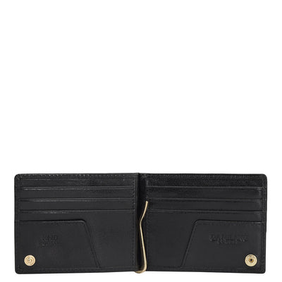 Elephant Pattern Leather Money Clip - Black