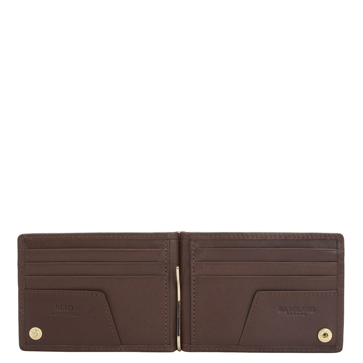 Plain Leather Money Clip - Brown