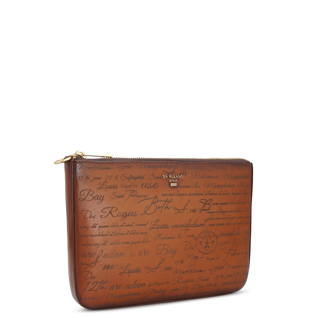 Small Signato Leather Multi Pouch - Cognac