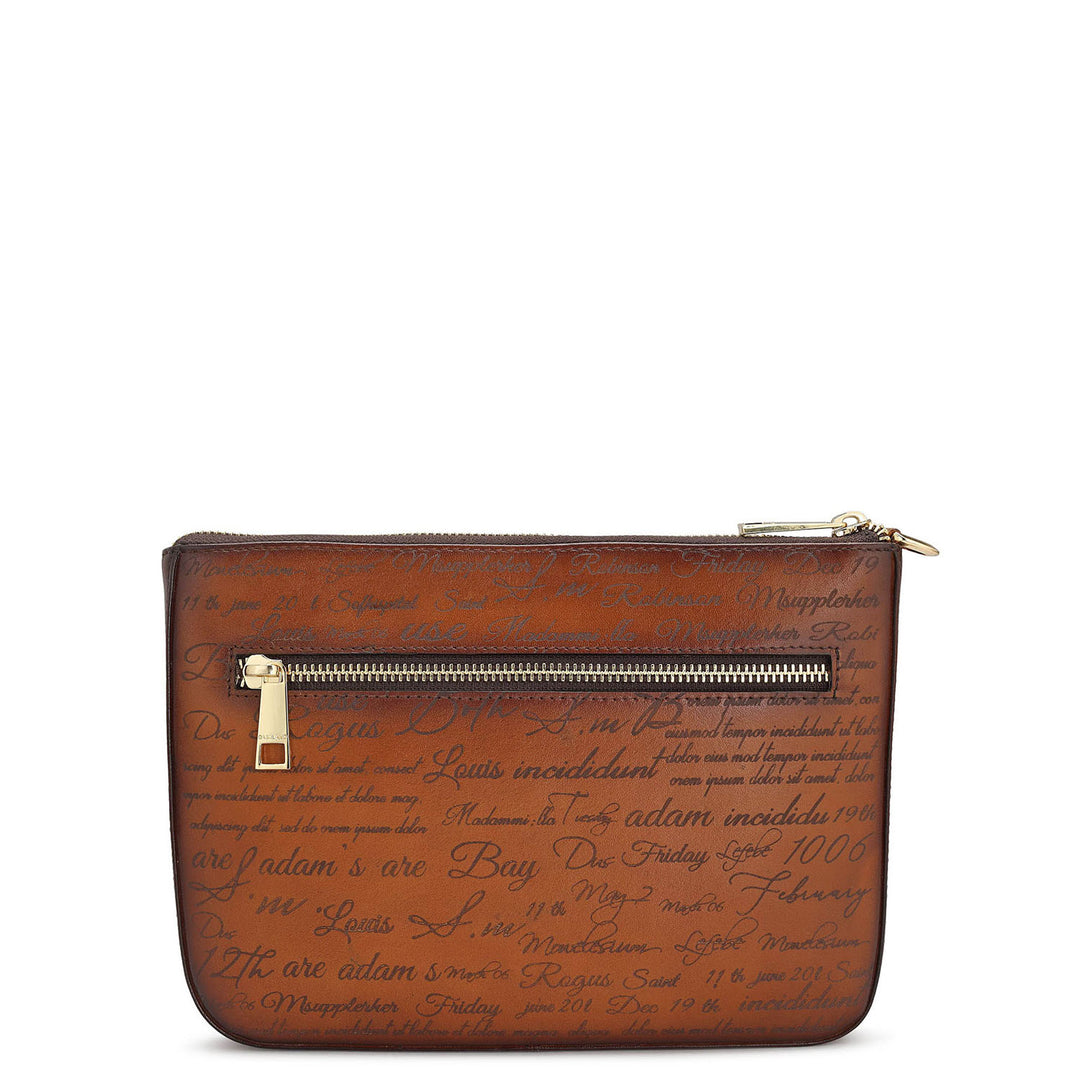 Small Signato Leather Multi Pouch - Cognac
