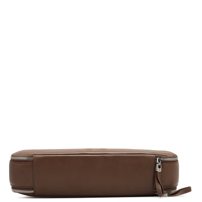 Medium Wax Leather Multi Pouch - Brown