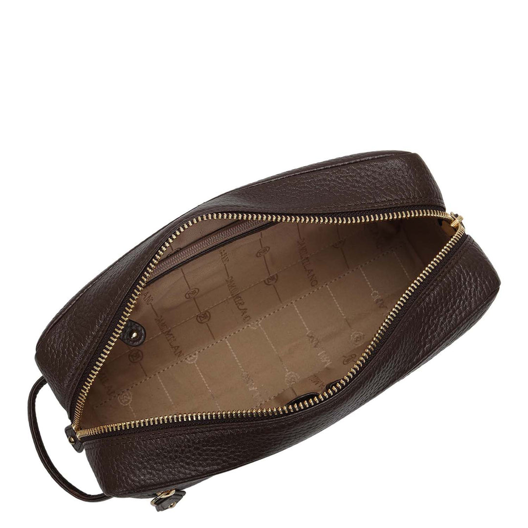 Wax Leather Multi Pouch - Chocolate