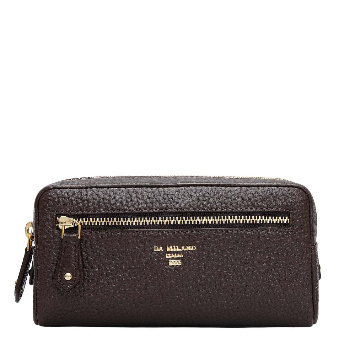 Wax Leather Multi Pouch - Chocolate