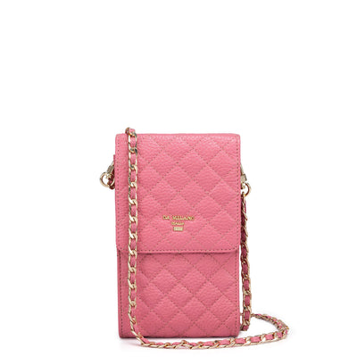 Quilting Leather Crossbody - Hyper Pink