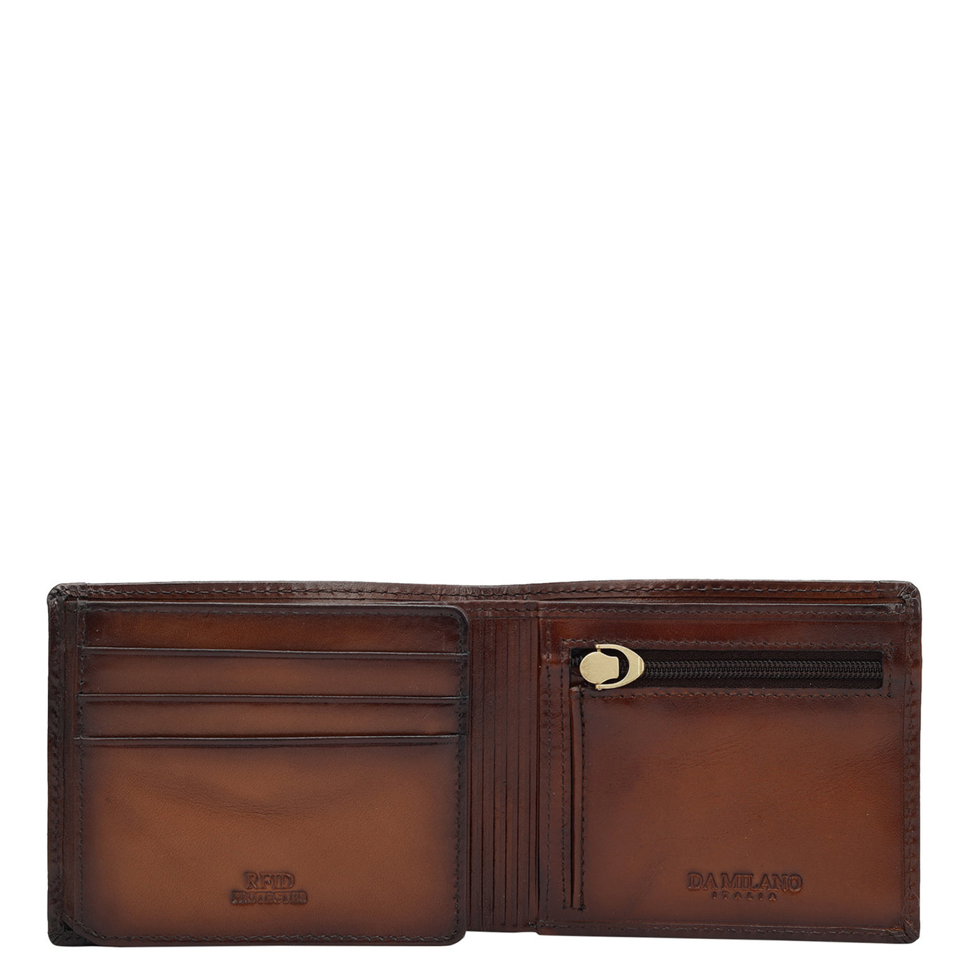 Mat Emboss Leather Mens Wallet - Cognac
