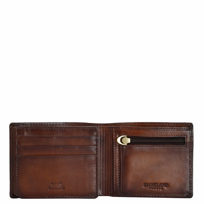 Mat Emboss Leather Mens Wallet - Brown