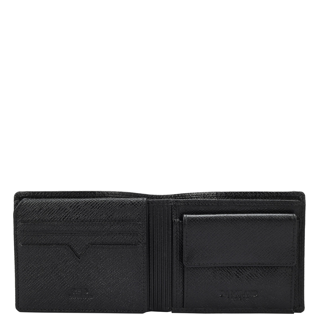 Black Bifold Leather Mens Wallet