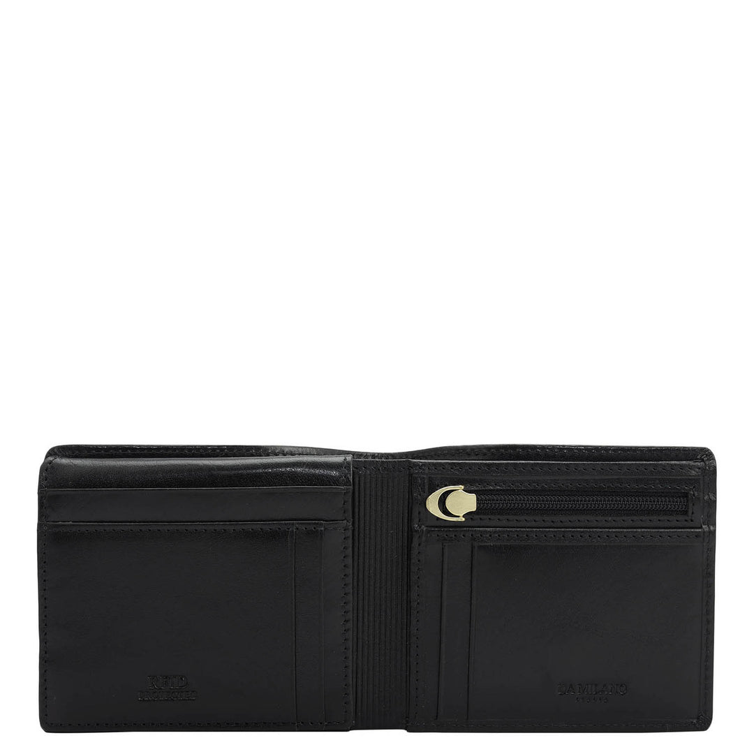 Black Bifold Leather Mens Wallet