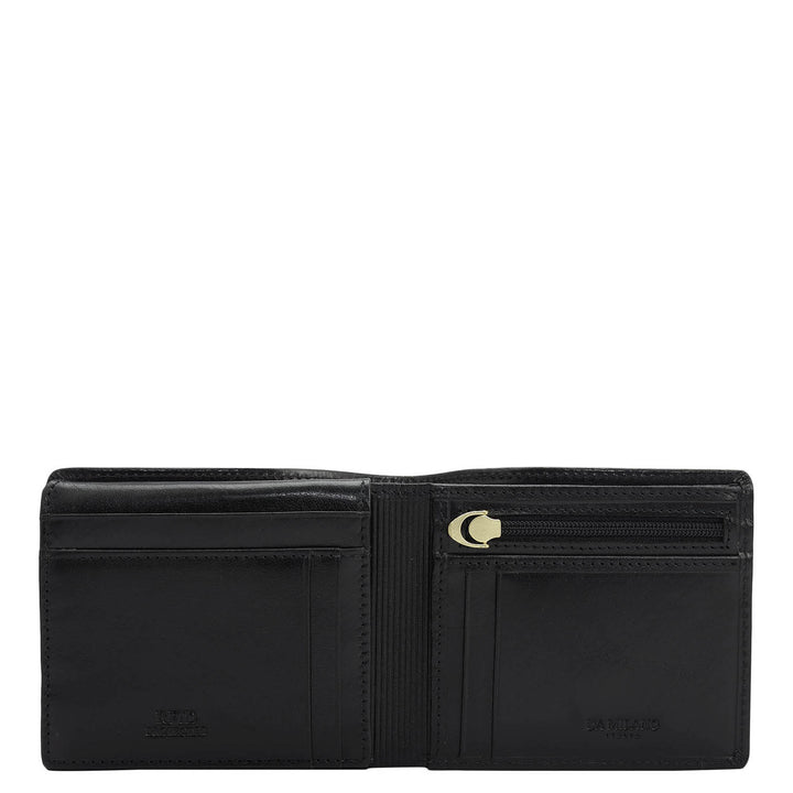 Black Bifold Leather Mens Wallet