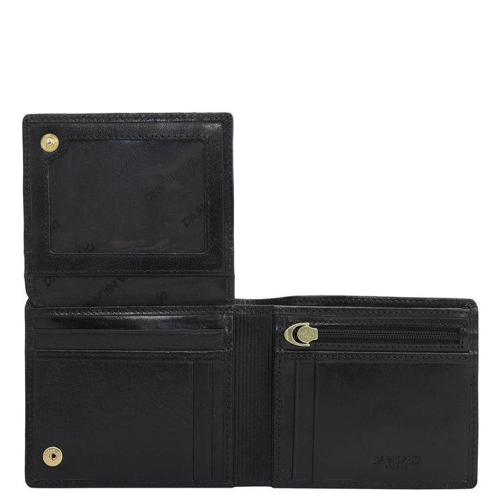 Black Bifold Leather Mens Wallet
