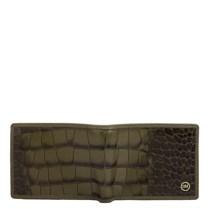 Military Green Bifold Leather Mens Wallet