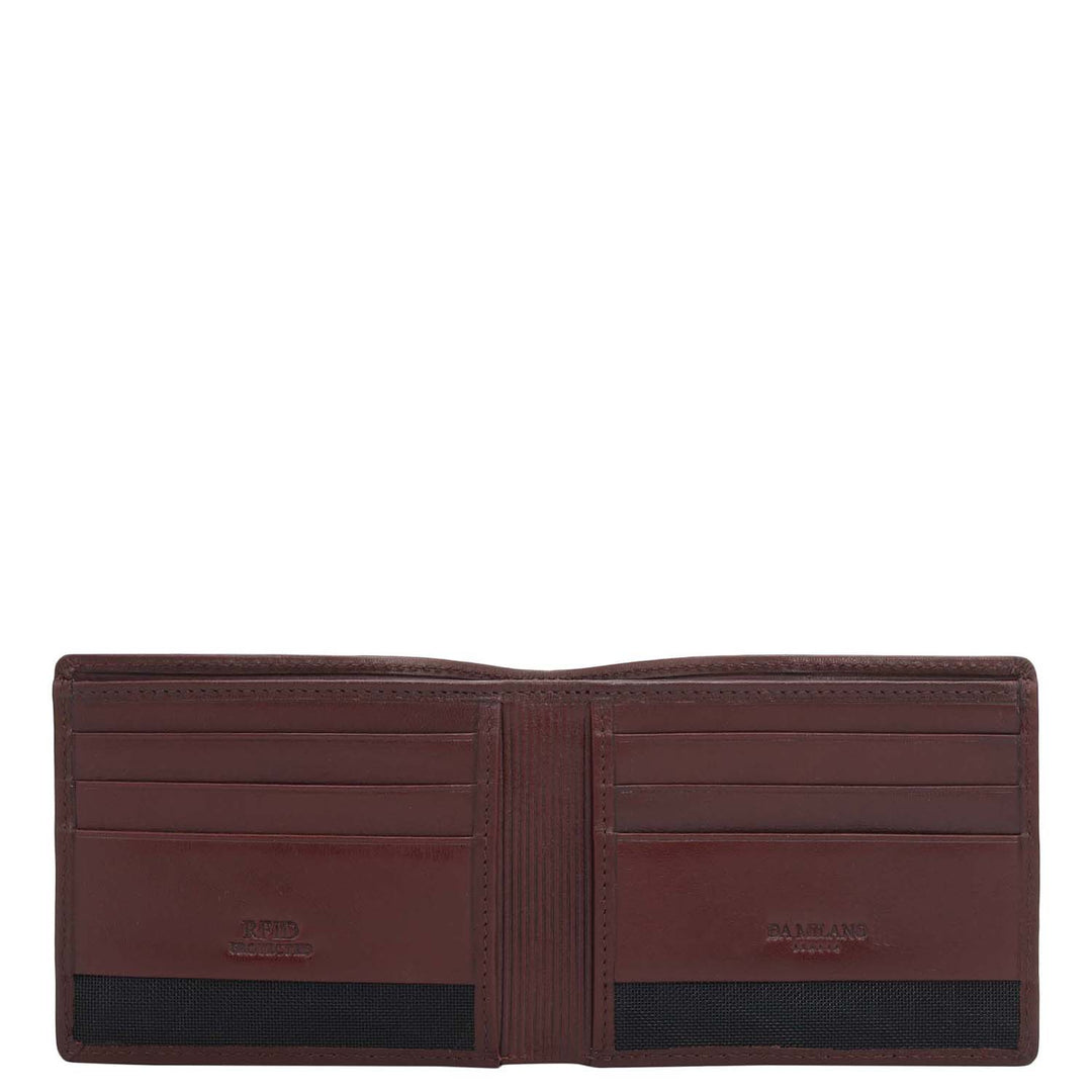 Wine  Bifold Leather Mens Wallet