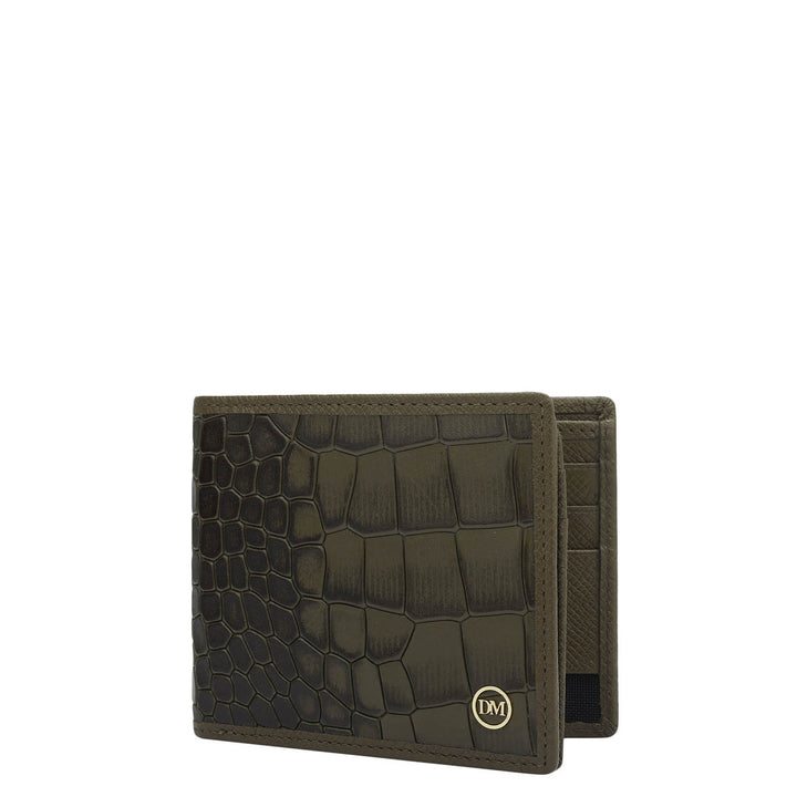 Military Green Bifold Leather Mens Wallet