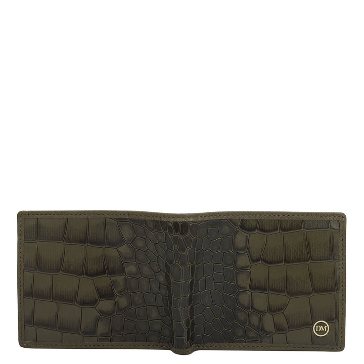 Military Green Bifold Leather Mens Wallet