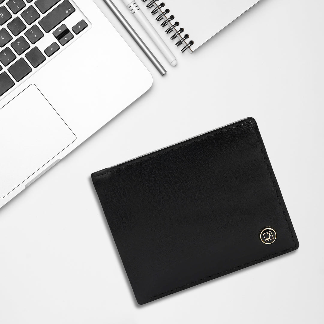 Black Bifold Leather Mens Wallet