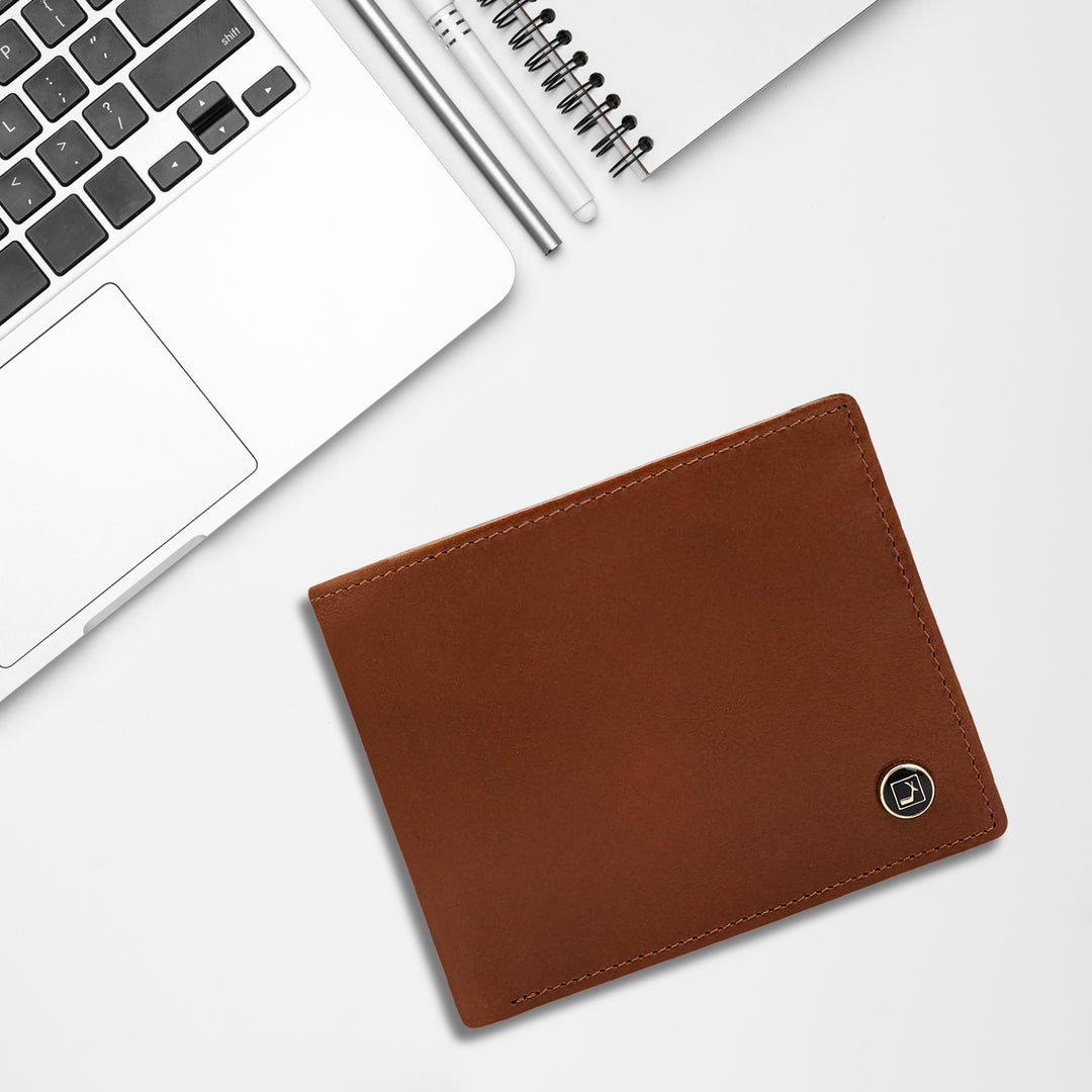 Cognac Bifold Leather Mens Wallet