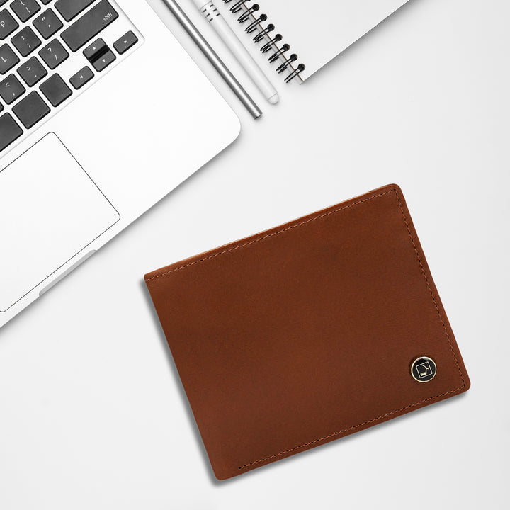 Cognac Bifold Leather Mens Wallet