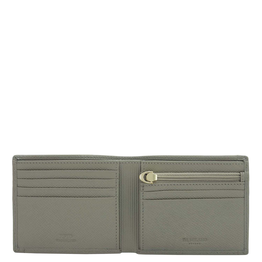 Stone Grey Bifold Leather Mens Wallet